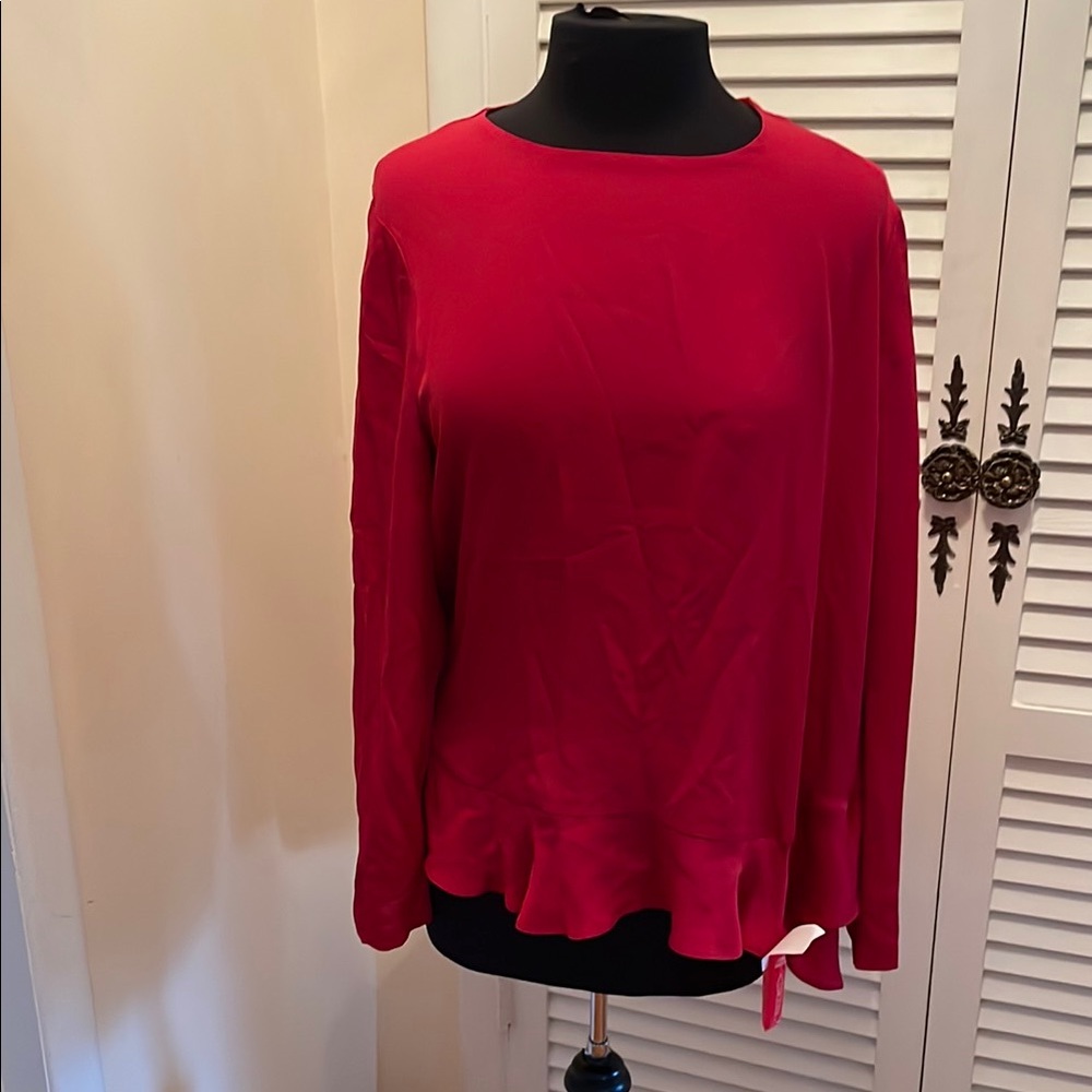 NWT DVF Red Relaxed  Blouse silk size 14